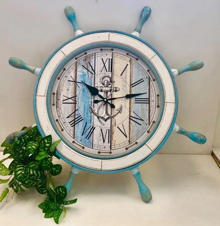 Oversized Ships Wheel Wall Clock 73cm