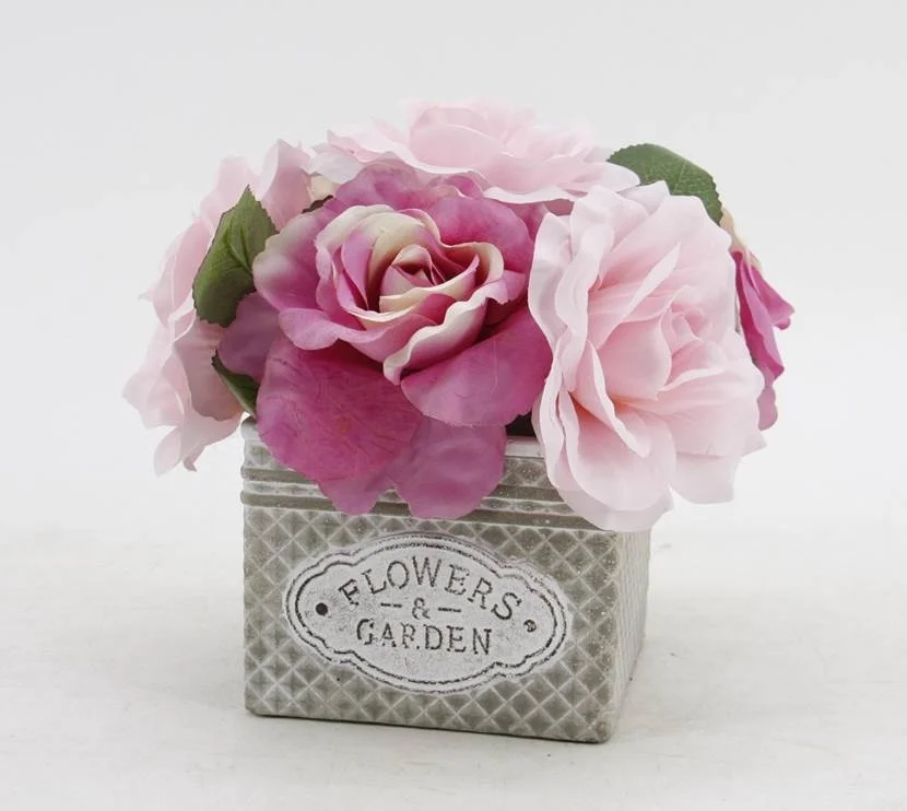 Artificial Peony Rose in Ceramic Pot 20cm