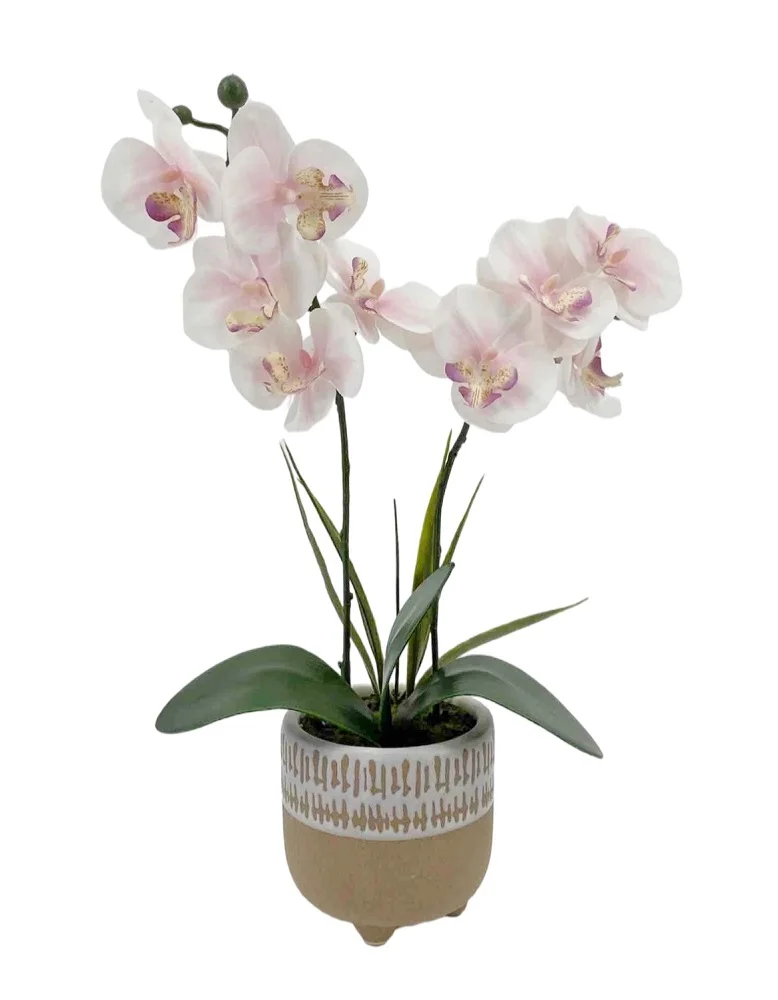 Artificial Orchid Yellow in Ceramic Pot 42cm