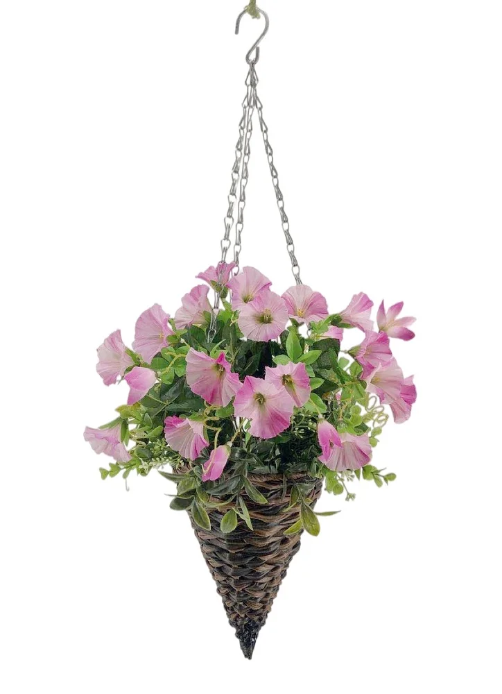 Artificial Hanging Flower in Rattan Pot 72cm