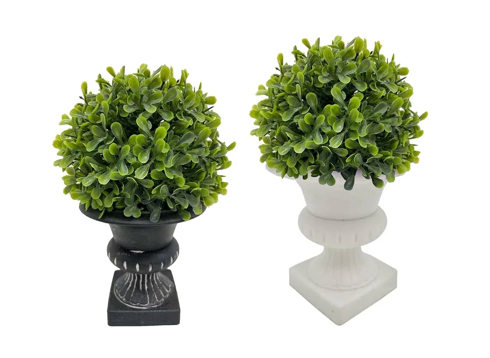 Set 2 Artificial Topiary in Urn Pot Assort 22cm