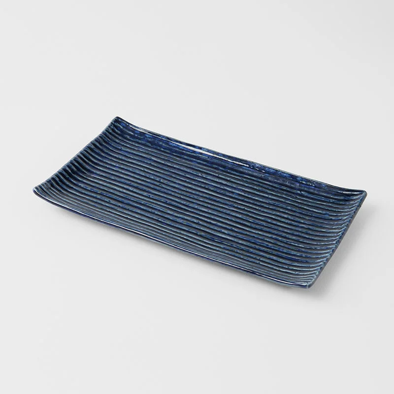 Sushi Plate 24cm Blue Contour Glaze