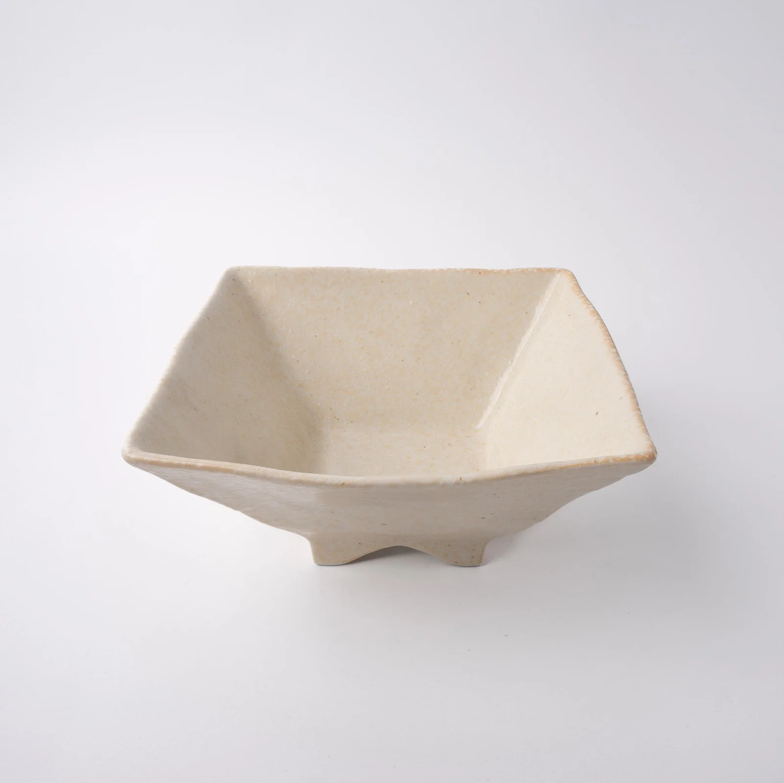 Fluted Bowl Square 21x21cm Oatmeal Glaze