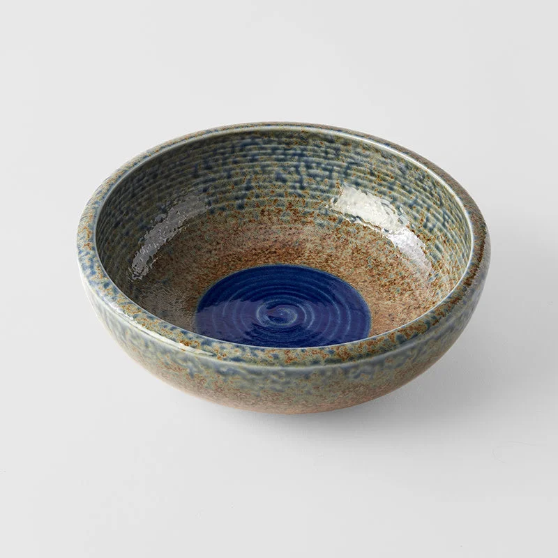Bowl Thick Edge 24cm Earth & Sky Glaze w/ Blue pool