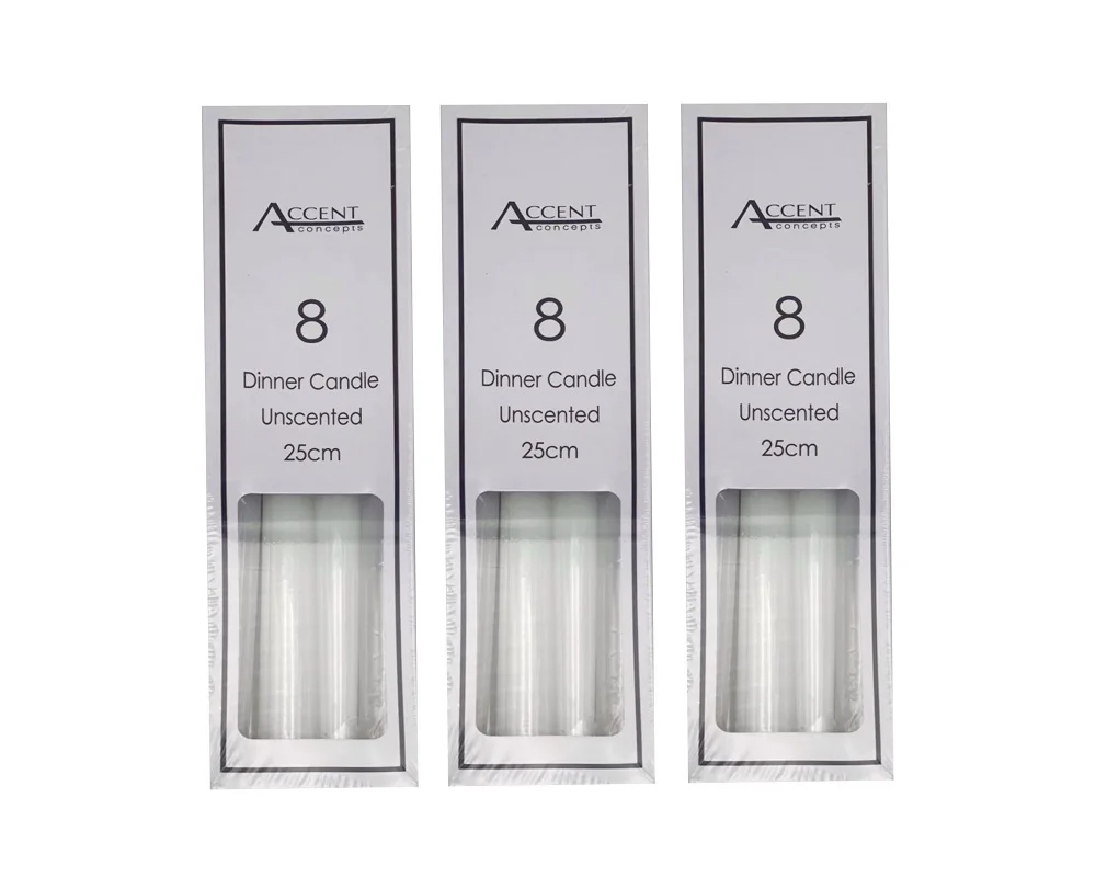 bulk 192 Unscented Dinner Candle White 25cm