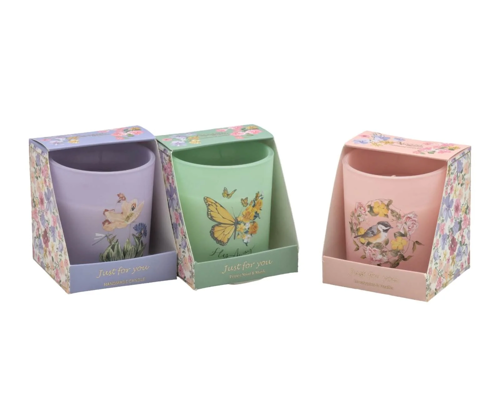 bulk 12 Floral Scented Gift Candle 8cm