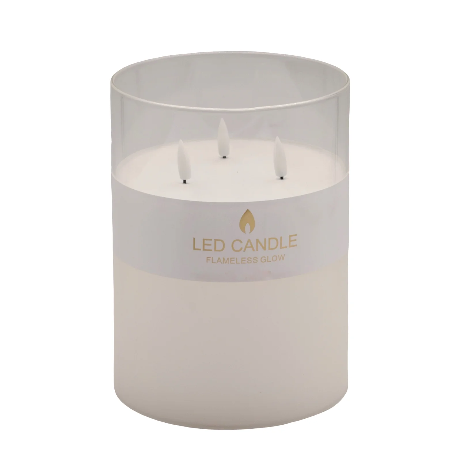 bulk 4 Glass Tube Led Candle 3 Wick 20cm