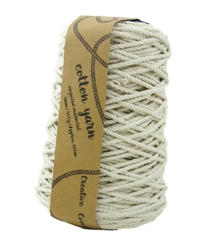 bulk 12 Macrame Cotton Yarn 100mtrs 3mm 400G Natural