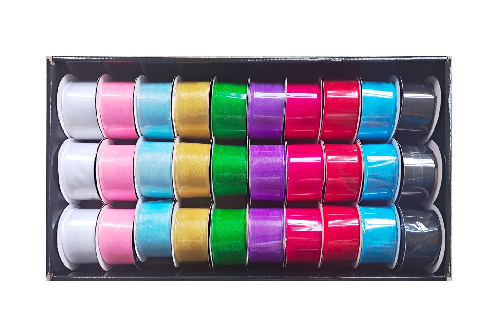 bulk 30 Roll Ribbon Sheer 3mtr 38mm Displayed Box