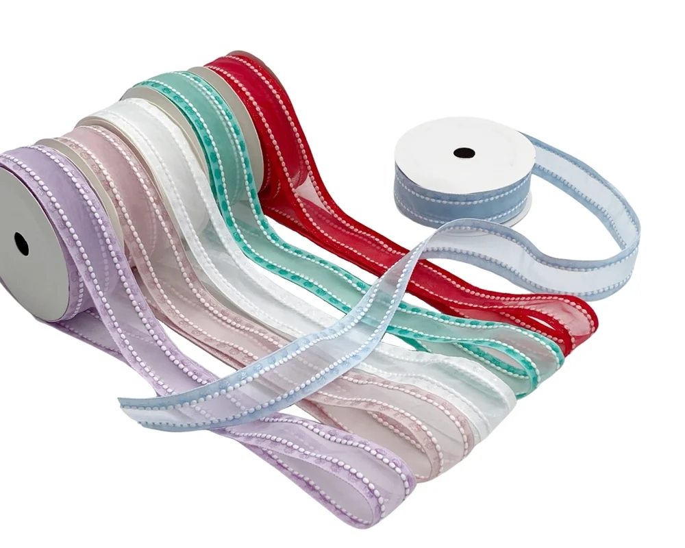 bulk 48 Organza Beaded Satin Edge Assort Wrap 300cm