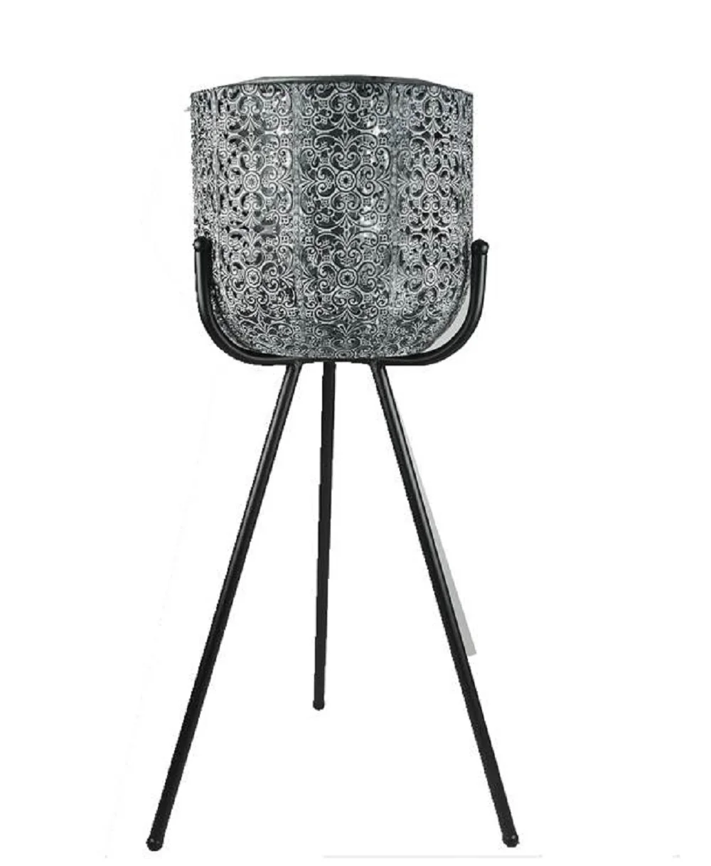 Antique Metal Pot on Stand Planter 28x52cm