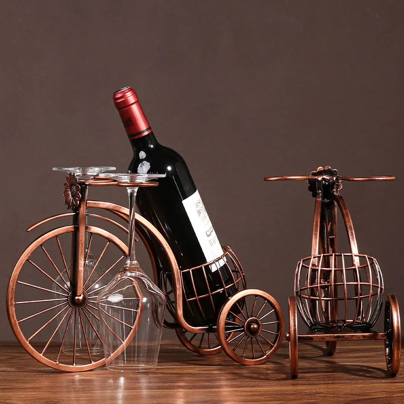 Metal Retro Bicycle Shape Wine Rack 34cm