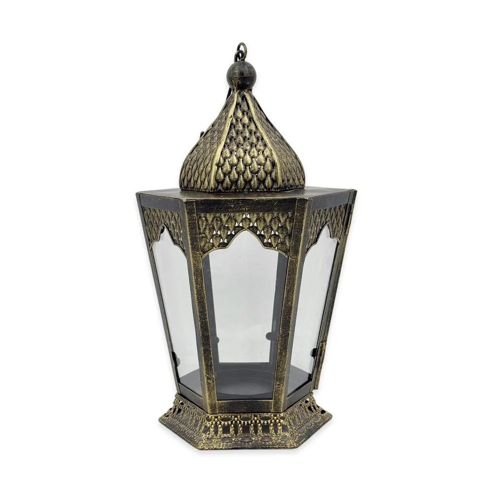 Moroccan Lantern Antique Look Metal 37cm