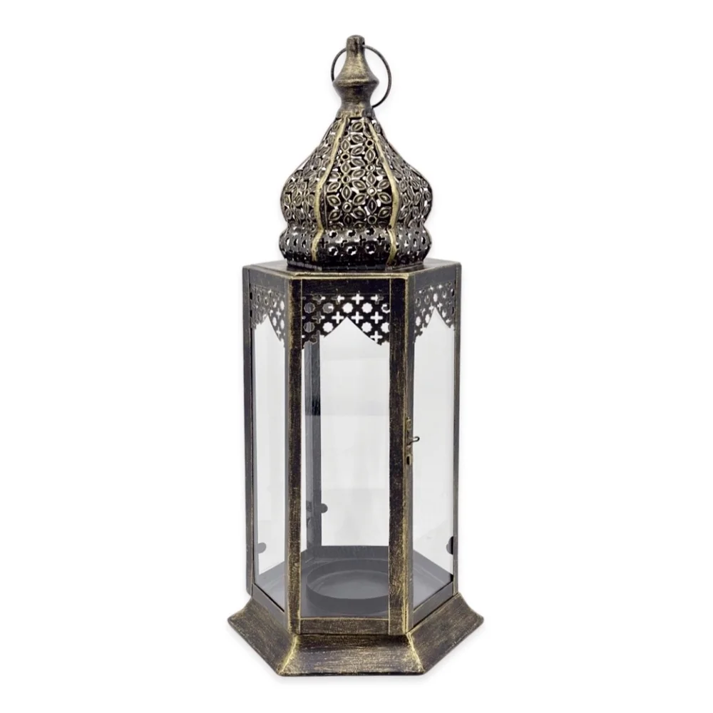 Moroccan Lantern Antique Look Metal 49cm