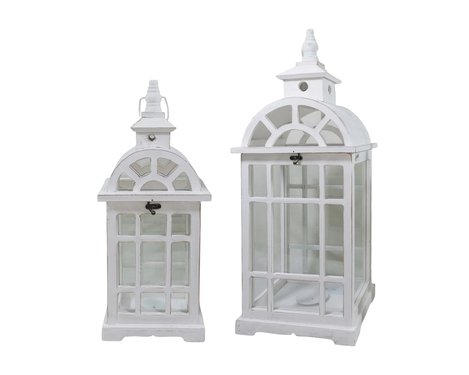 Set 2 Wooden Lantern w Metal Roof 67cm
