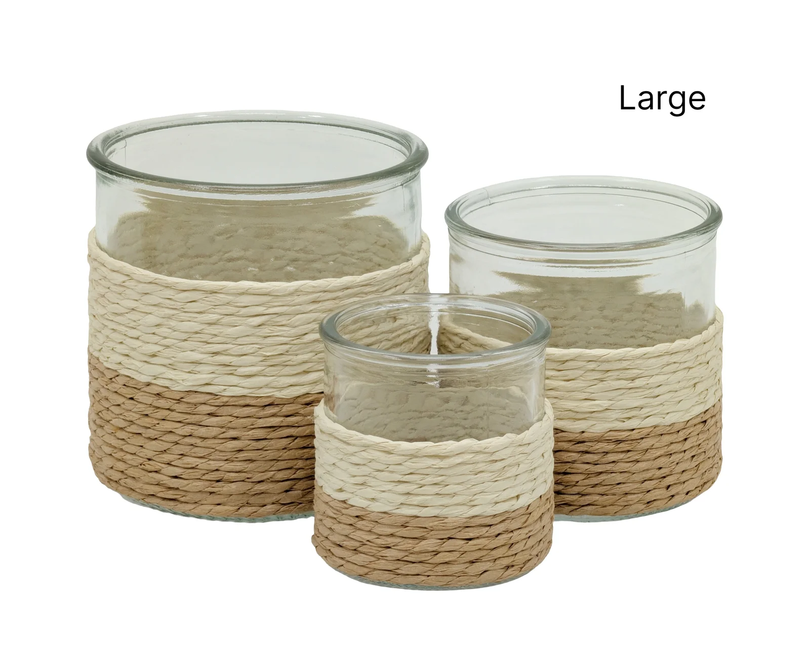 bulk 12 Paper Rope Glass Jar 12cm