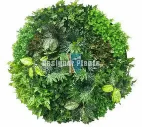 Artificial Green Wall Disc Art 150cm Mixed Ivy and Philodendron (Onyx Black)