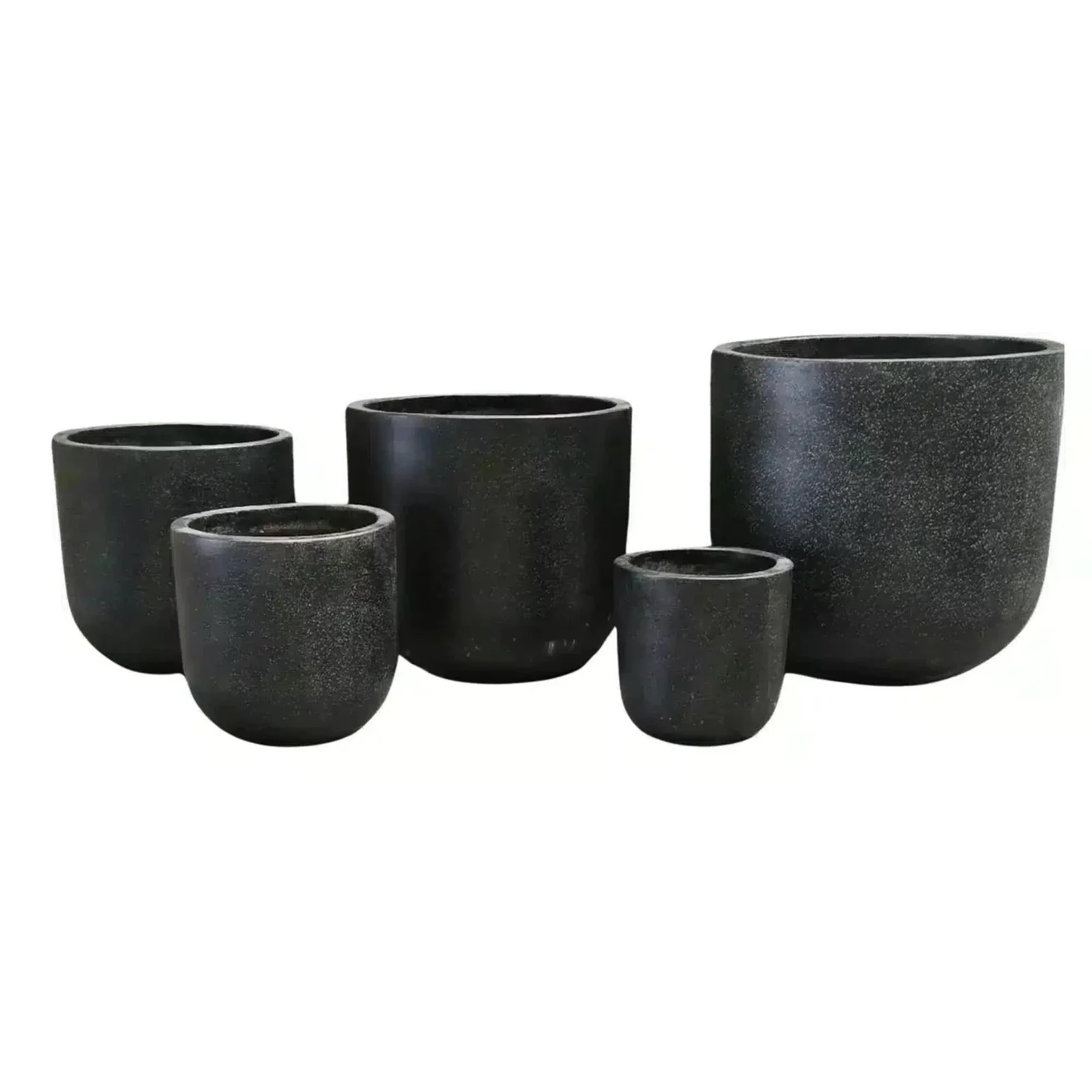Modern Black Rounded Terrazzo Planters Set of 5 Bulk Savings