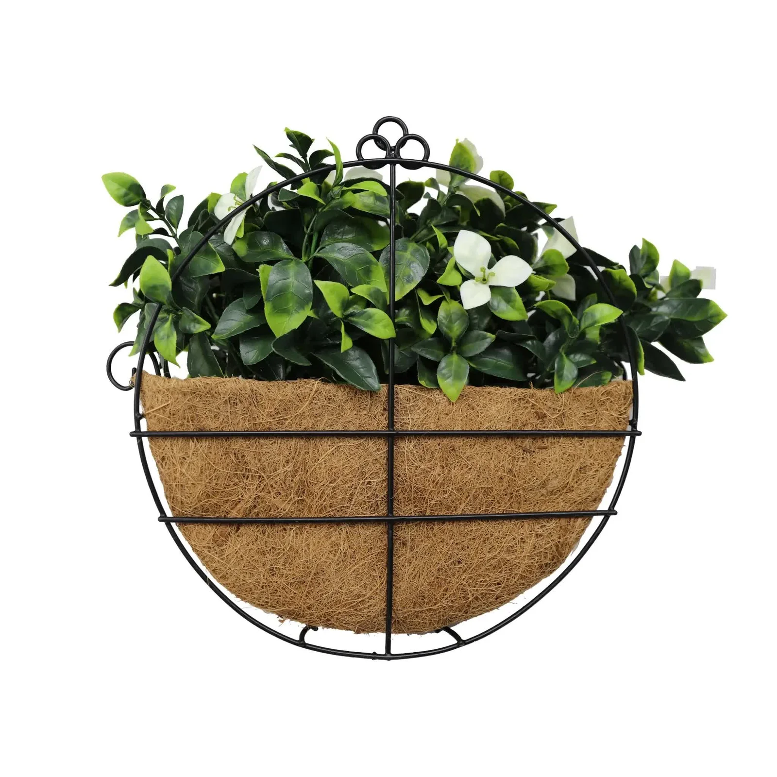 Artificial Wall Basket - Flowering White Jasmine Basket 20cm x 35cm Long UV Resistant