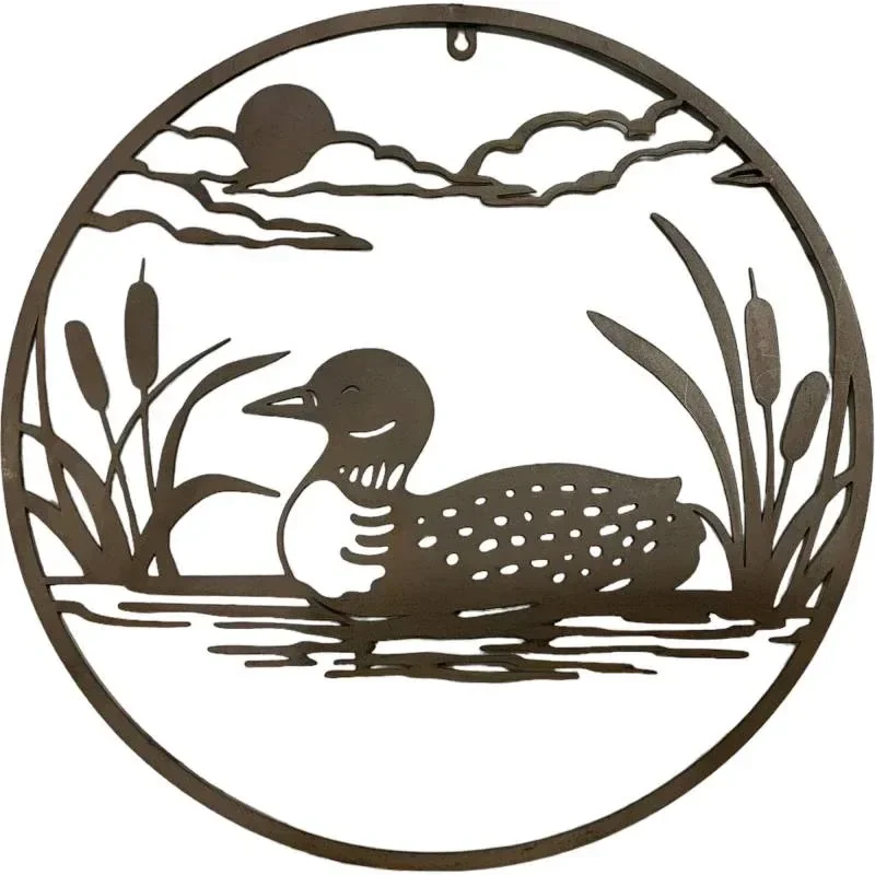 eWholesale Round Duck Wall Art 46cm Rust Brown Metal, 2 Pack