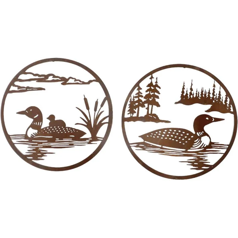 Set 2 By The Pond Duck Metal Wall Art Assorted 50cm