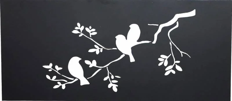 Set 2 Bird On Branch Metal Wall Art 90x40cm