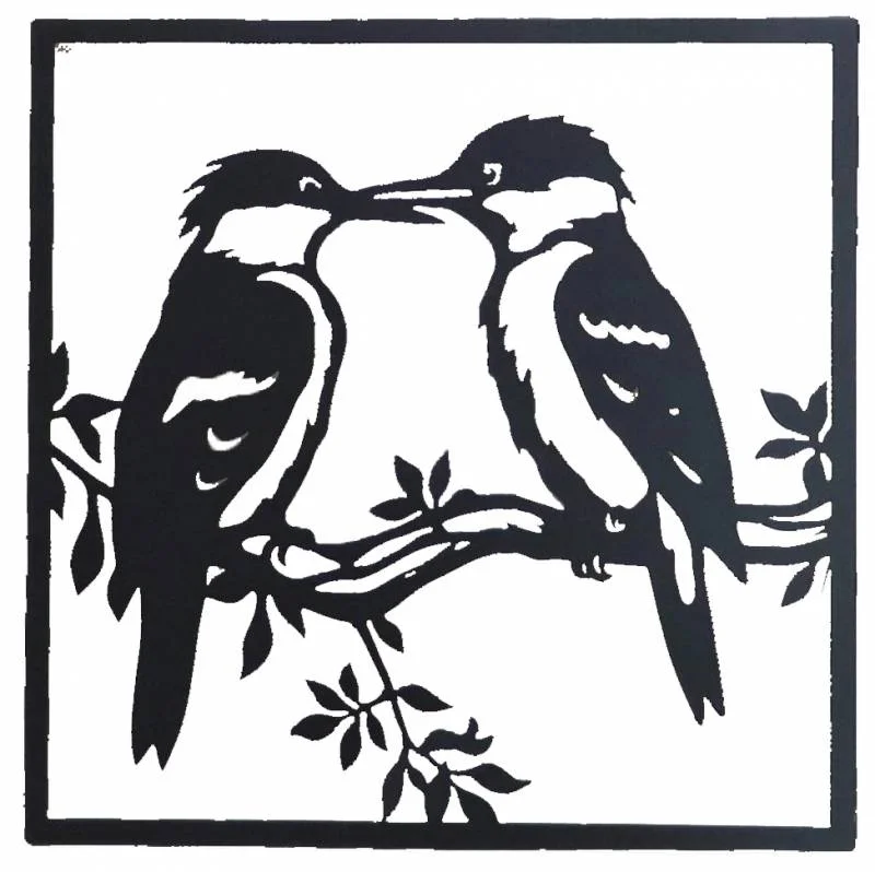 Square Kookaburra Duo Metal Wall Art 30cm