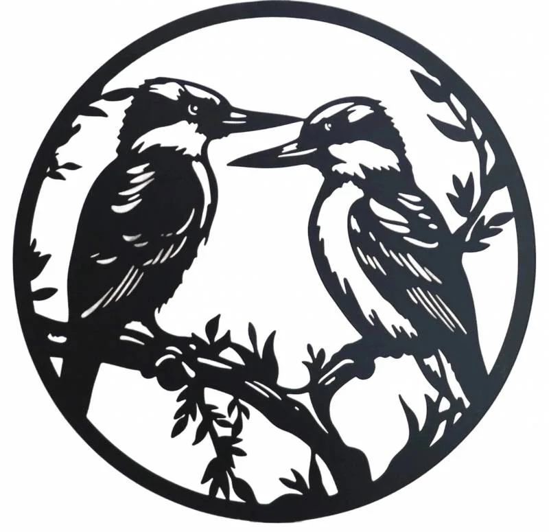 Round Happy Kookaburra Metal Wall Art 40cm