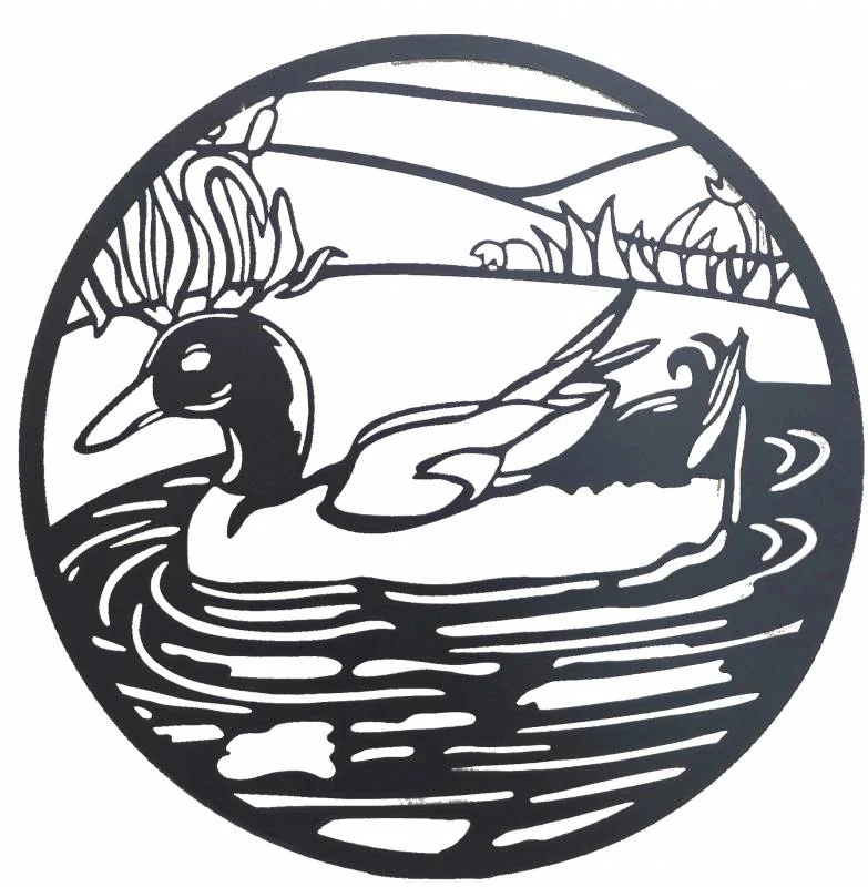 Round Friendly Duck Metal Wall Art 60cm
