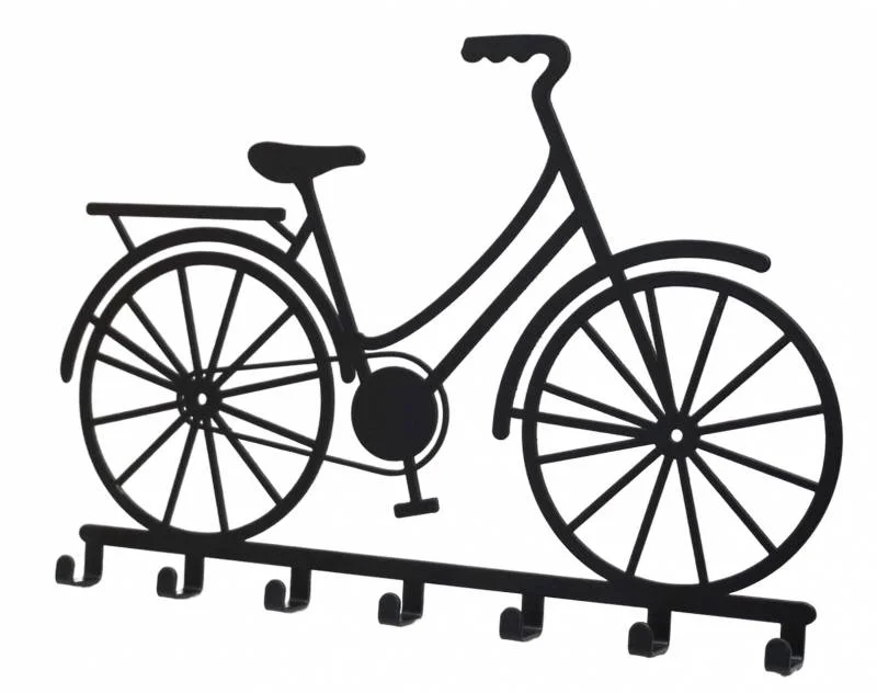 Bicycle Meatl Wall Art W 7 Hooks 30x21cm