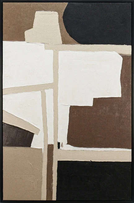 Brown Beige Abstract Framed Artwork 120cm