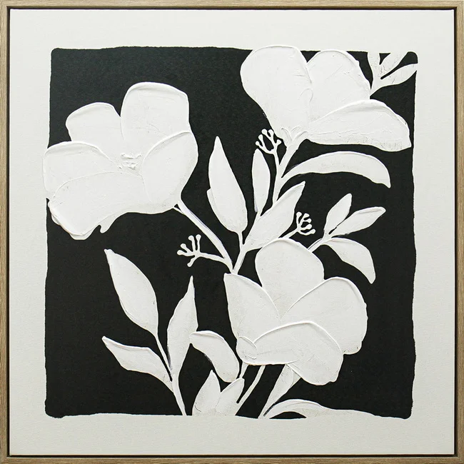 Black & White Blooms A Framed Artwork 80cm
