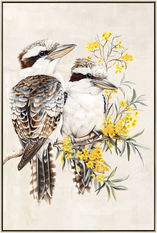 Kookaburra & Golden Wattle Framed Artwork 120cm