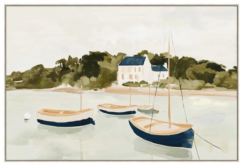 Boats By The Bay Framed Artwork 120cm