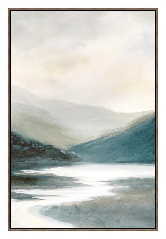 Mountains By The Canal Framed Artwork 120cm