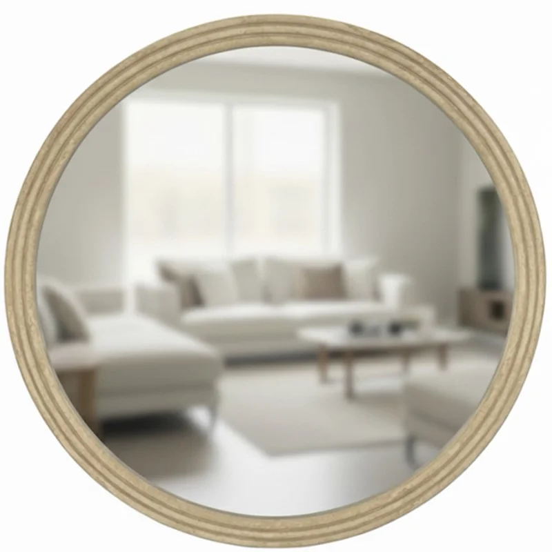 Travertine Look Round Mirror 80cm