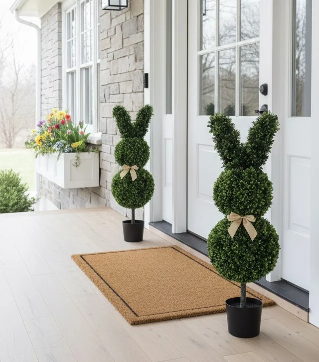 Set 2 Artificial Bunny Shaped Topiary Tree 80cm