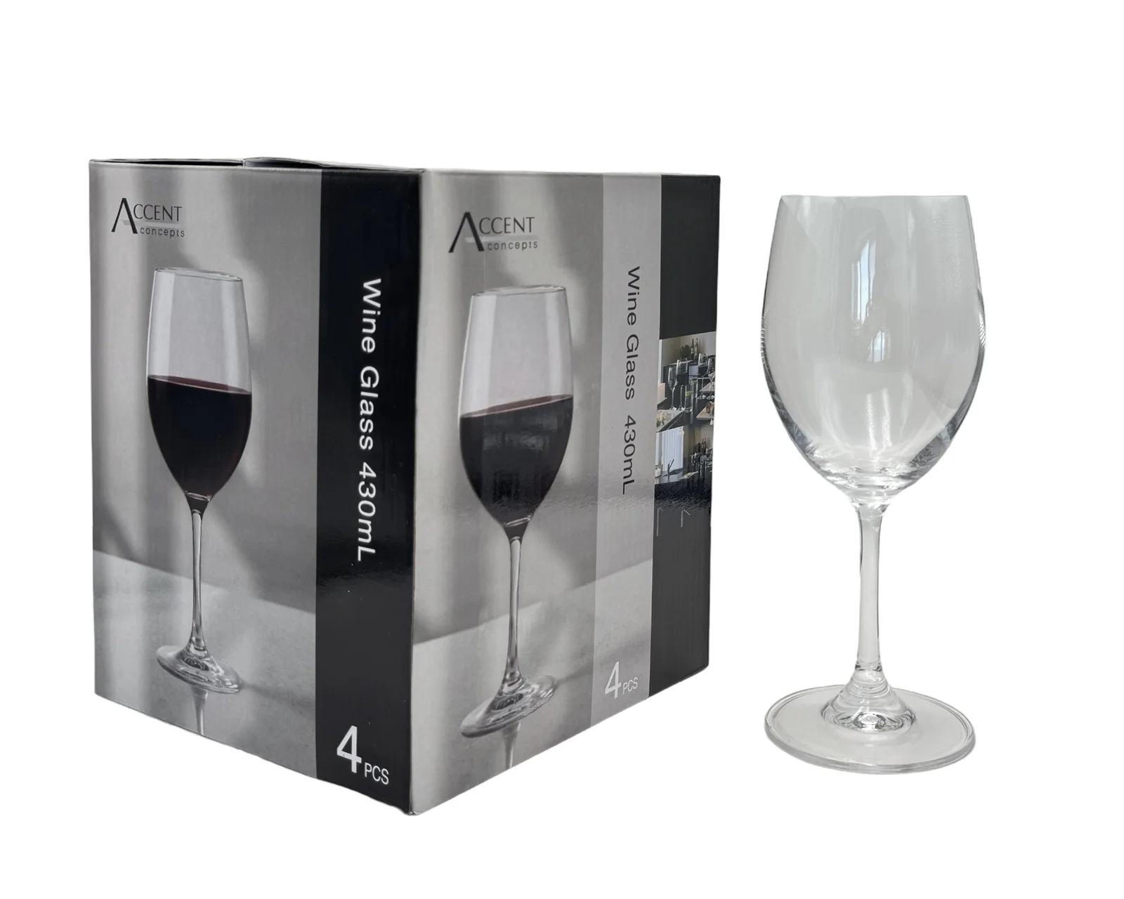 bulk 24 Clear Wine Glass in Gift Pack 430ml