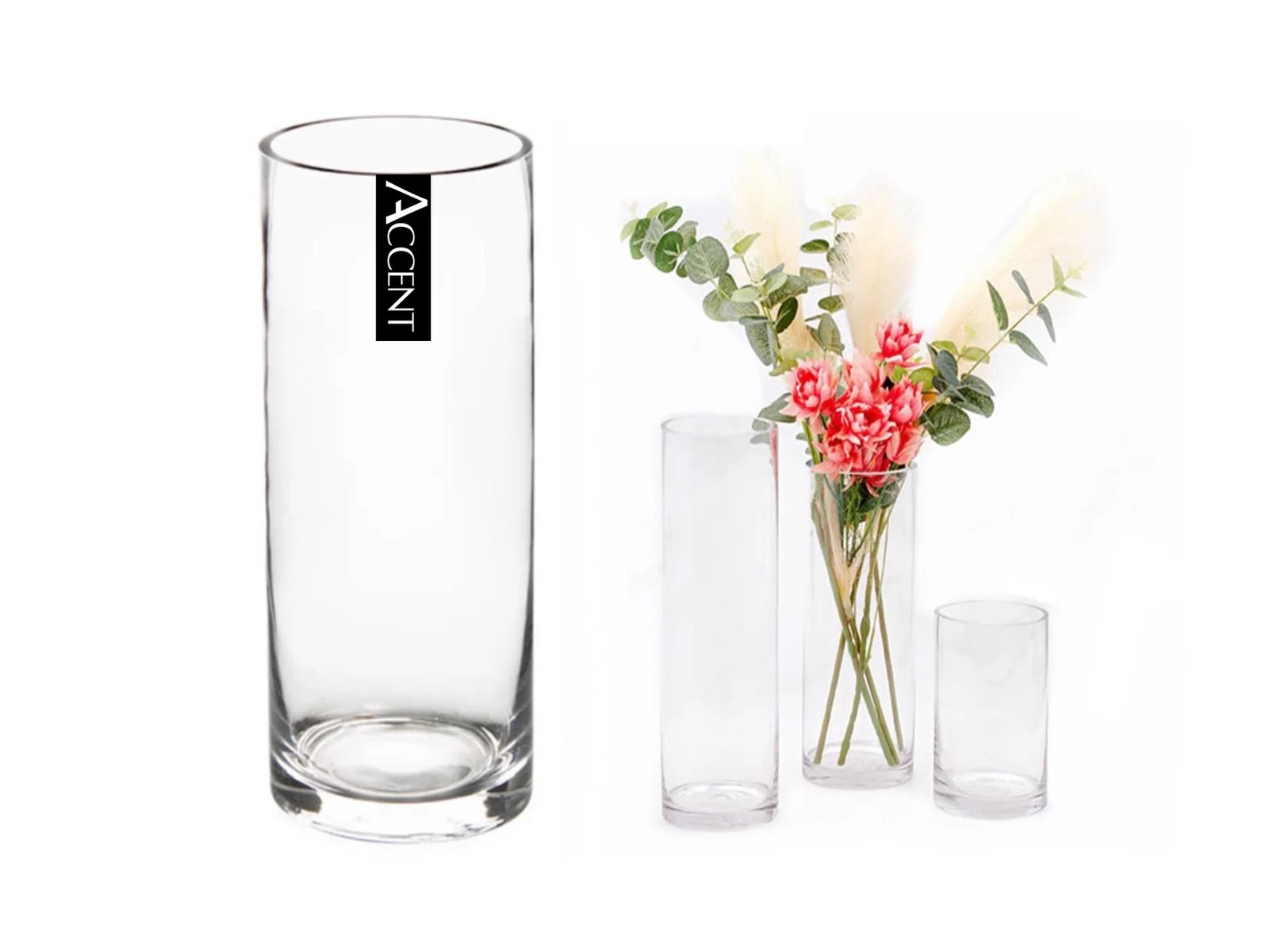 bulk 6 Glass Cylinder Vase Flower 35cm