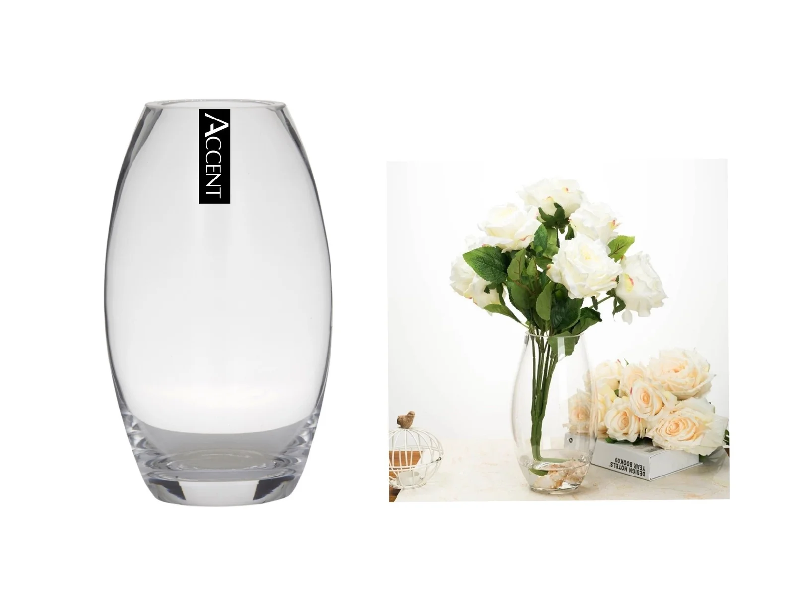 bulk 6 Round Belly Glass Vase Flower 31cm