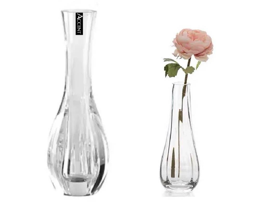 bulk 12 Glass Ribeed Vase 25cm