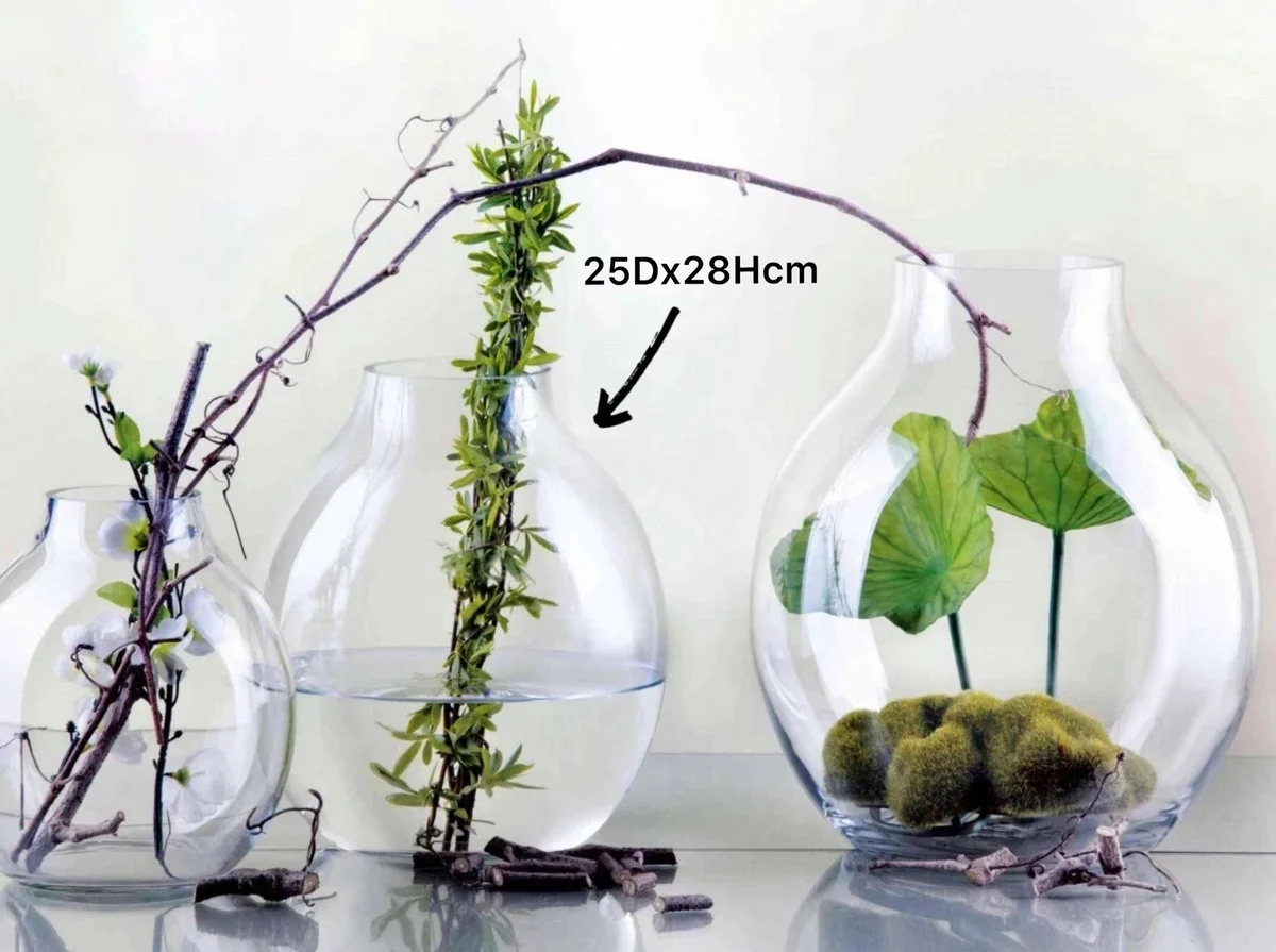 Glass Wide Bubble Vase 28cm