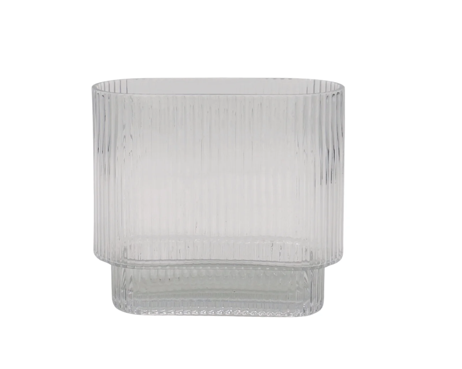 bulk 6 Clear Rippled Glass Vase Oval 20x20cm