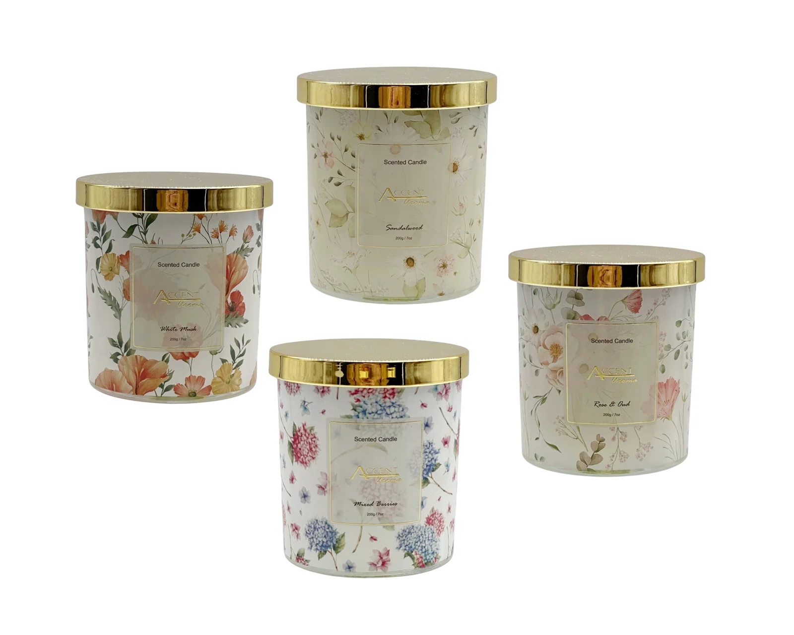 bulk 24 Meadow Bouquet Scented Candle 200G 4 Assorted