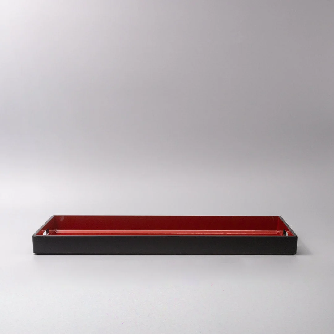 Tray Rectangular 42cm Red Inner Black Lacquerware