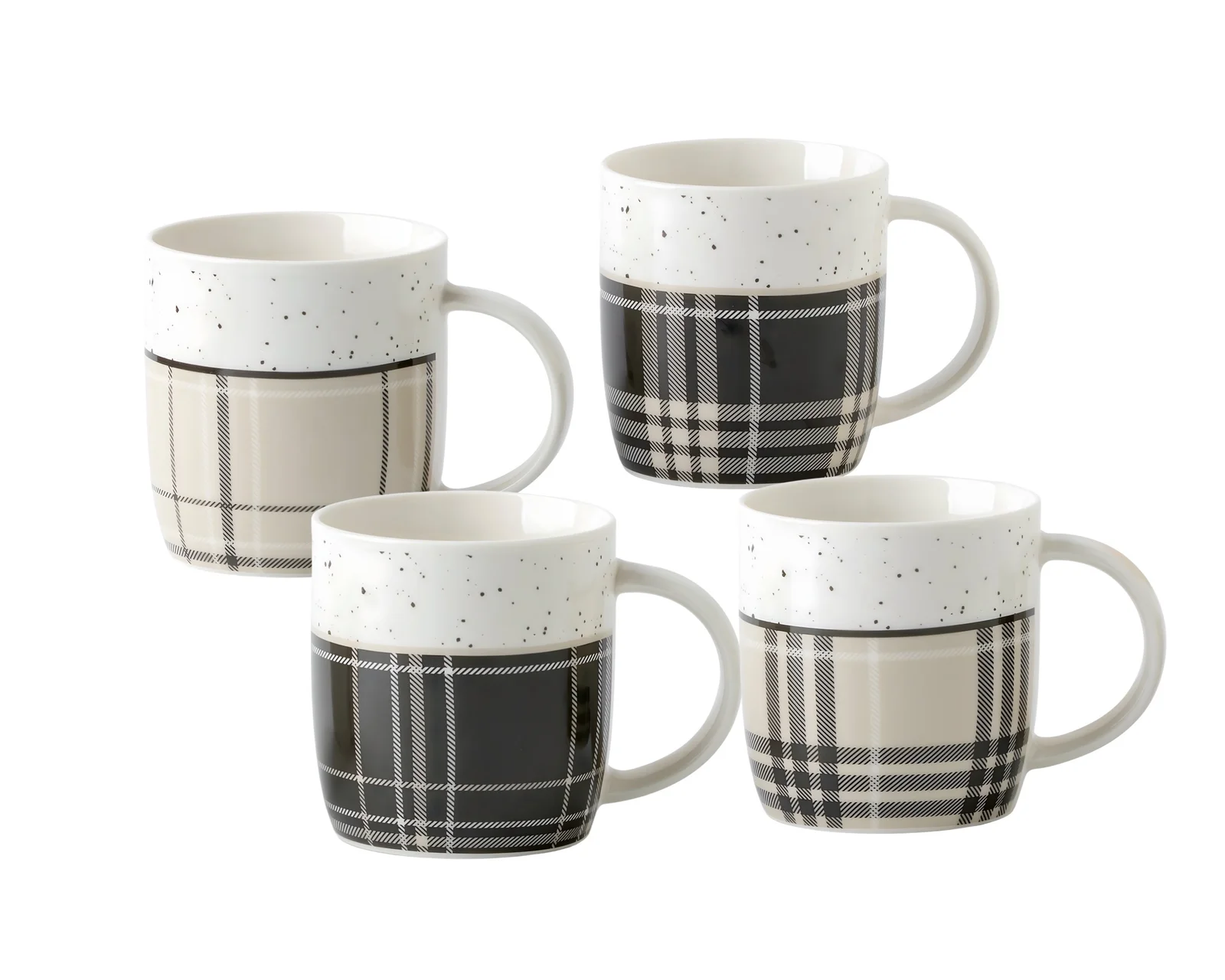 bulk 24 Tartan New Bone China Mug 360ml 4 Assorted 