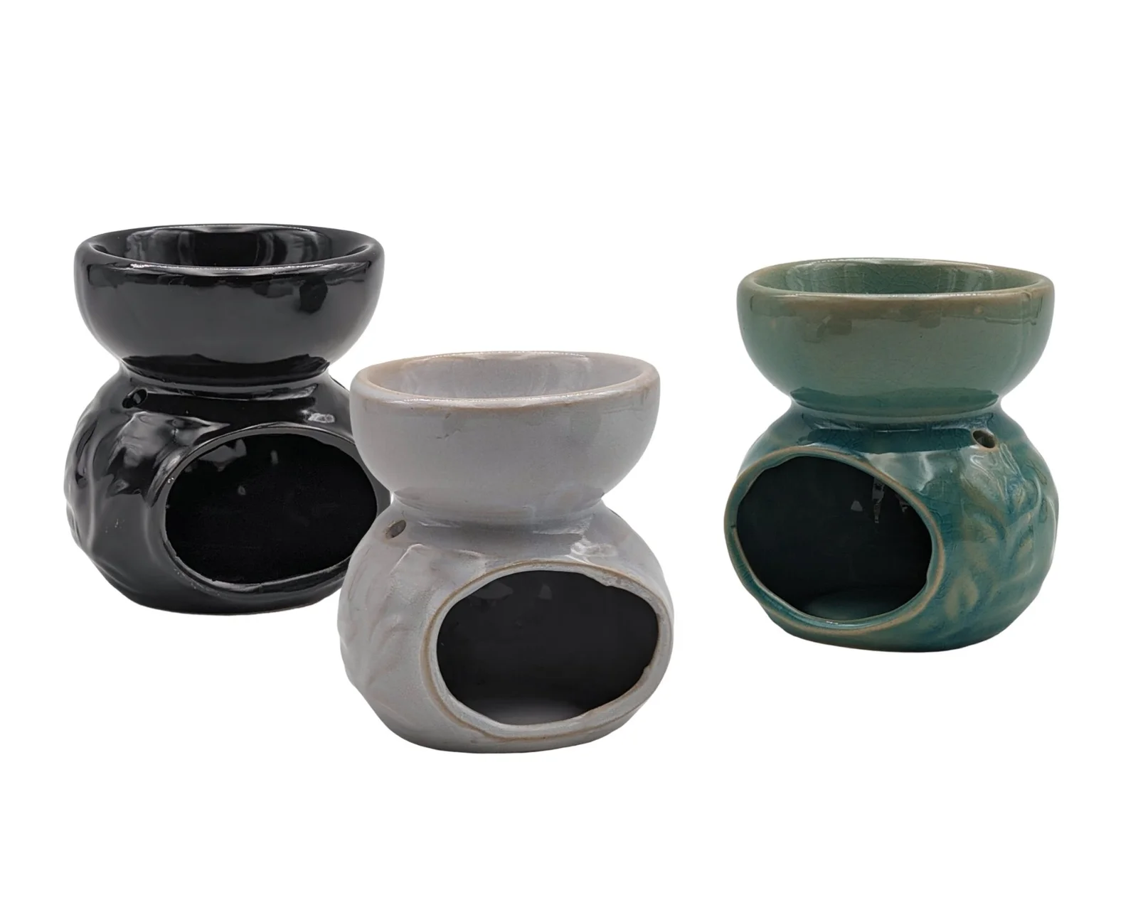 bulk 24 Embossed Ceramic Oil Burner 3 Assorted 11cm