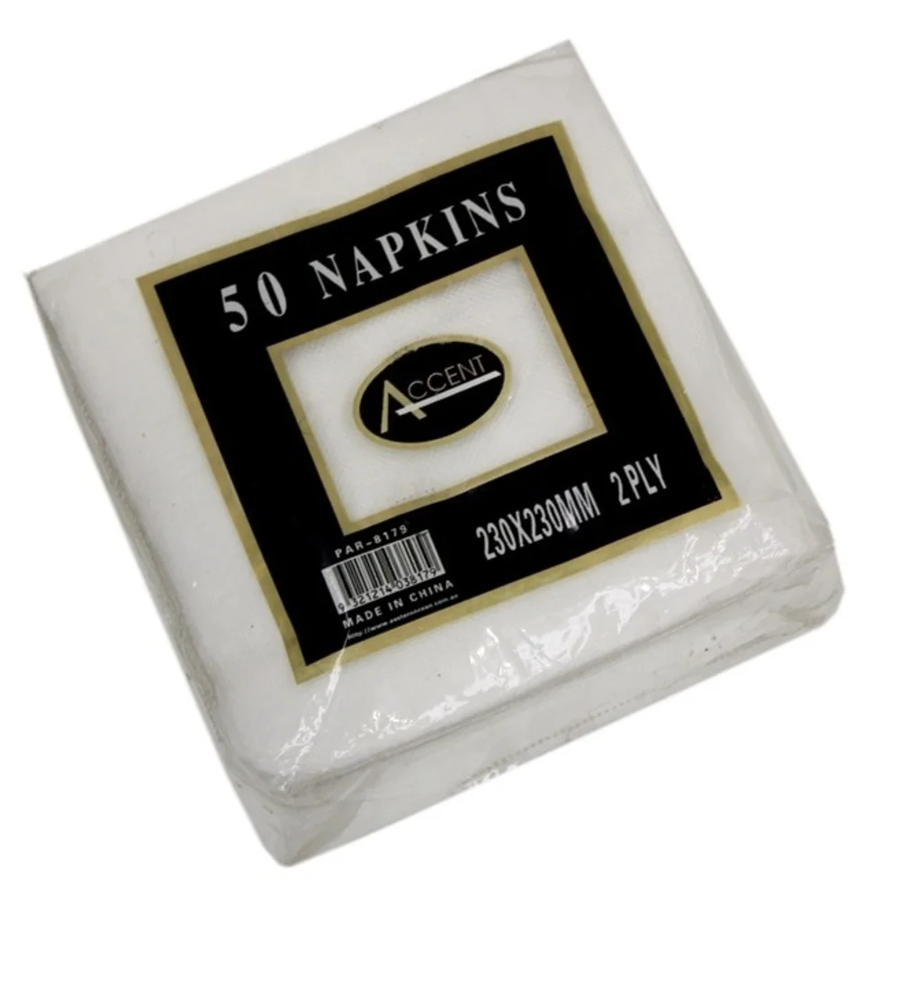 bulk 2400 White Napkin Cocktail 2ply 23cm