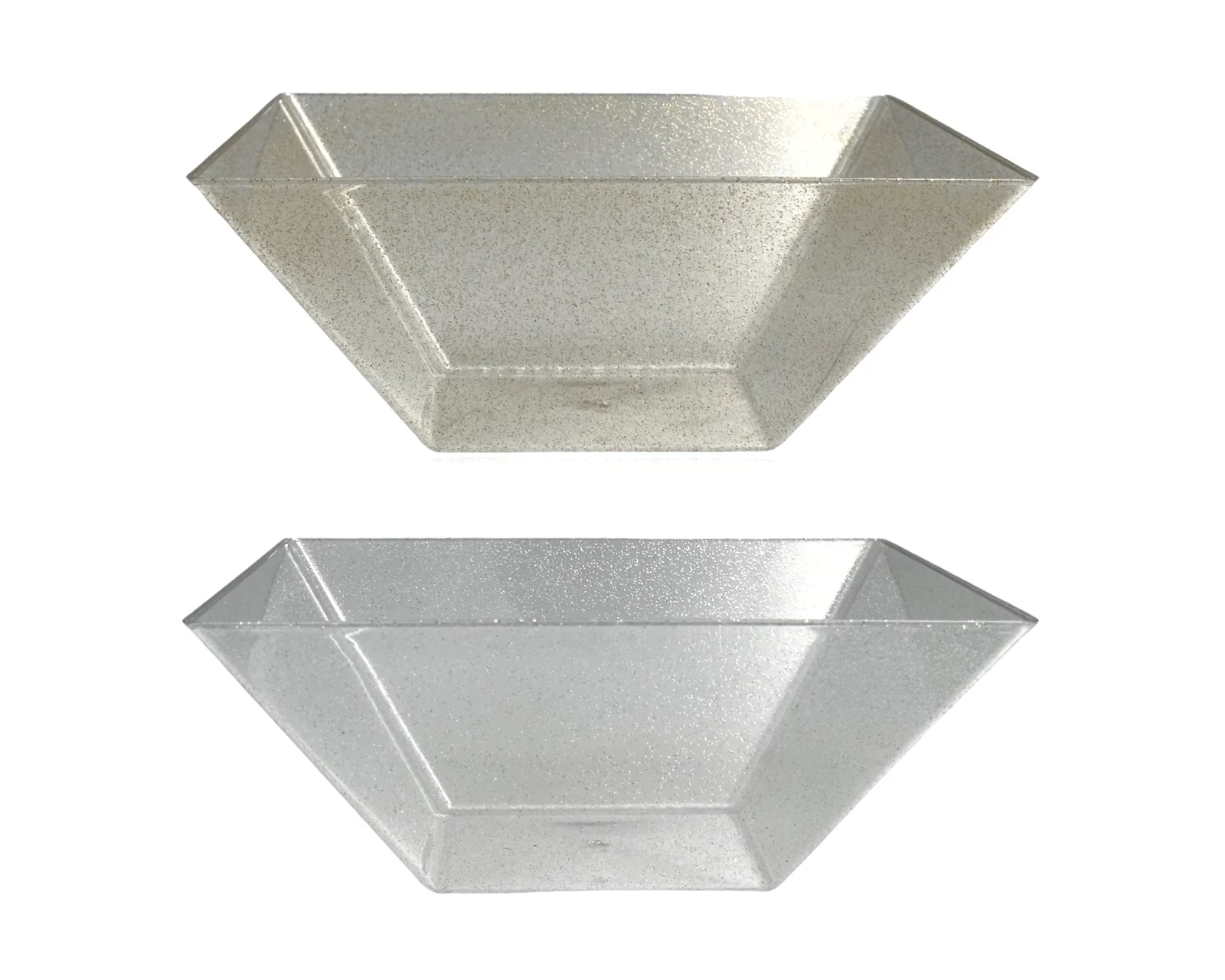 bulk 24 Glitter Plastic Tapered Bowl Square 3.7lt 28x11cm