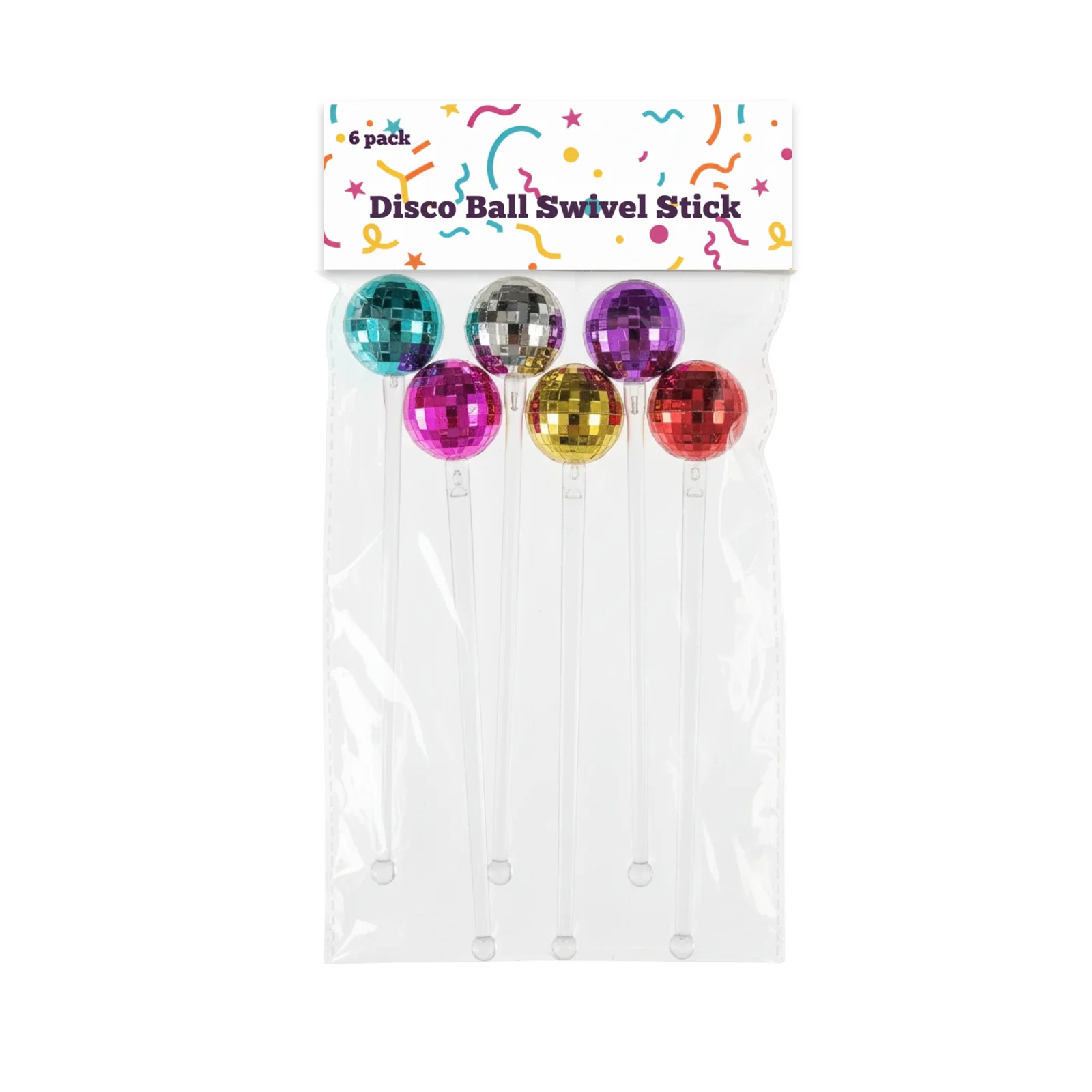 bulk 144 Reusable Plastic Disco Ball Swivel Stick Asst